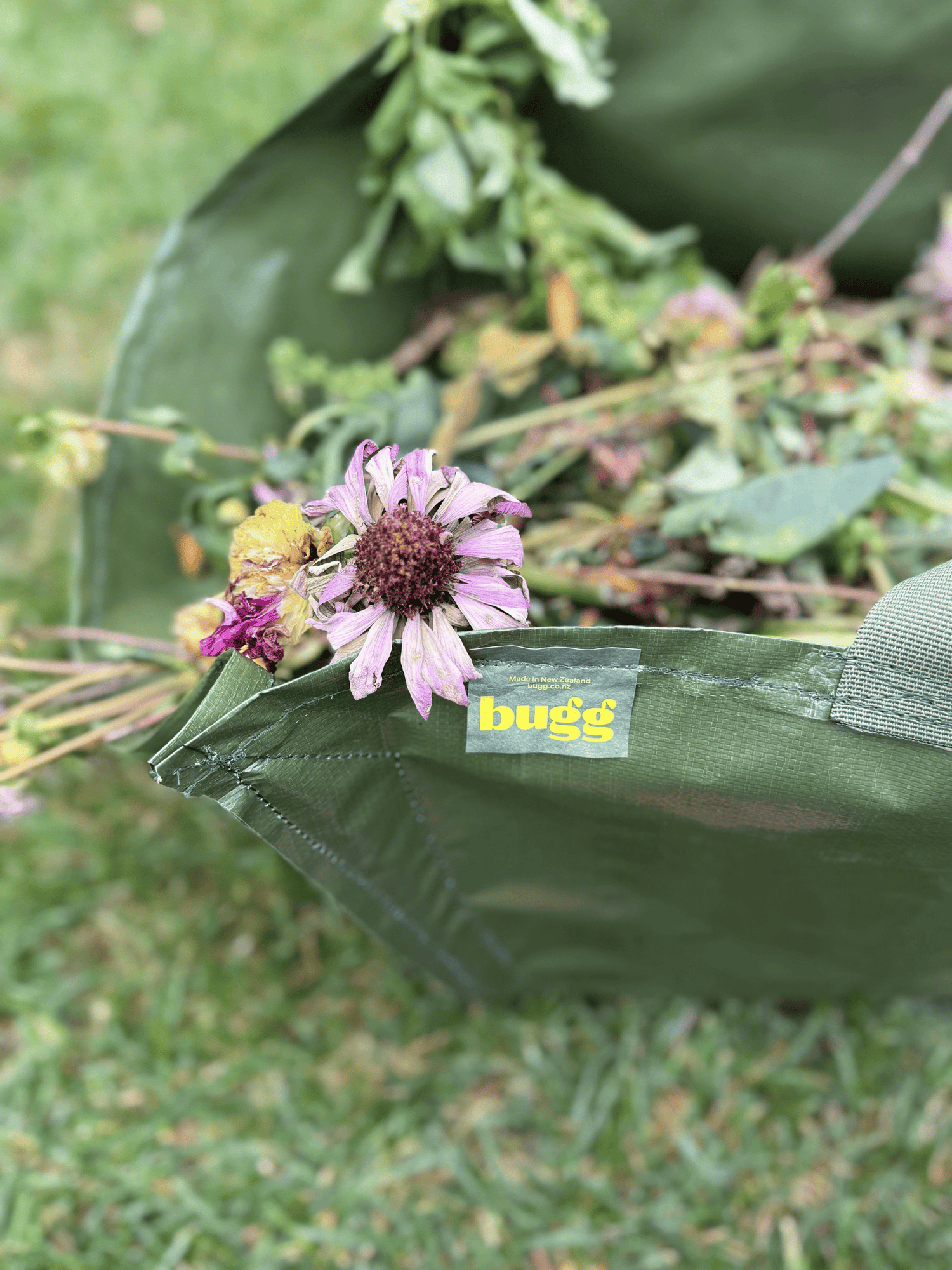 Khaki Garden Bag by Bugg showing durable fabric and spacious design for outdoor gardening and storage.