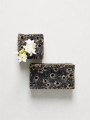 Ceramic Flower Frog Block, Grey Patina