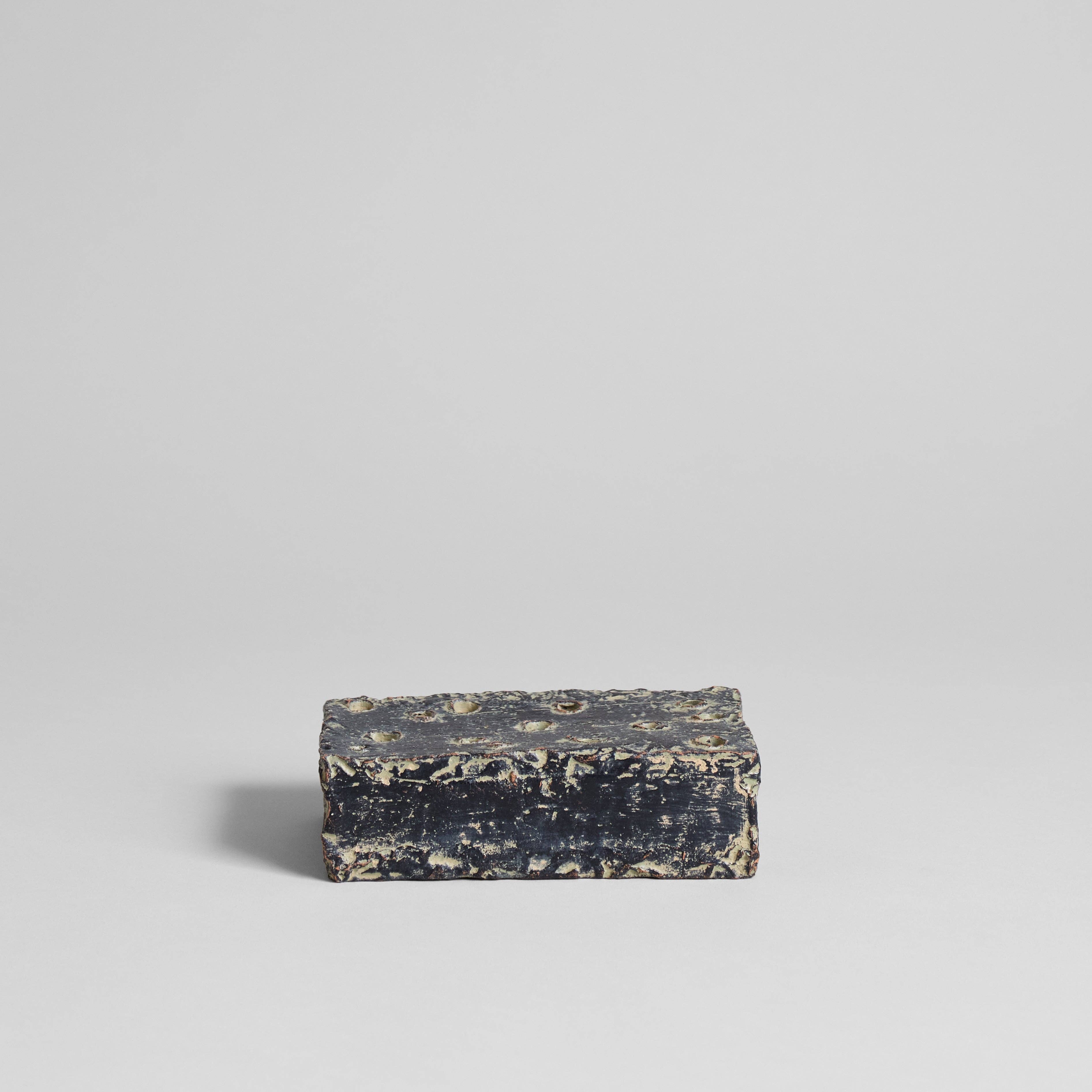 Ceramic Flower Frog Block, Grey Patina