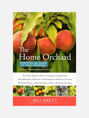 Book cover image for "The Home Orchard" by Bill Brett, featuring orchard trees and a scenic landscape.