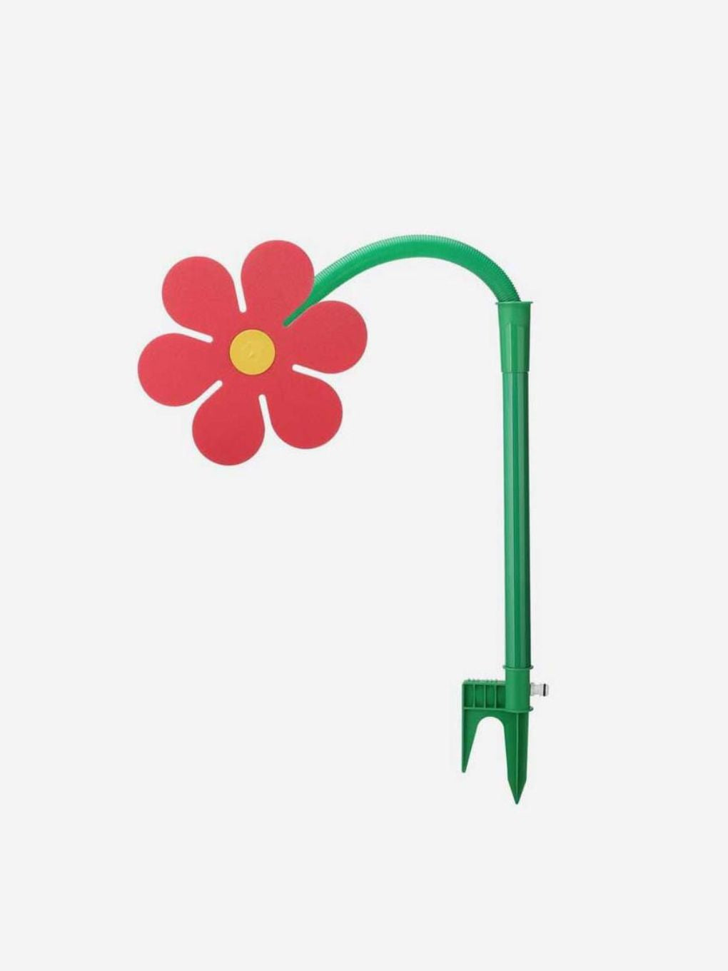Red Dancing Sunflower Sprinkler by Bugg, featuring a colorful sunflower design with water spraying from its petals.