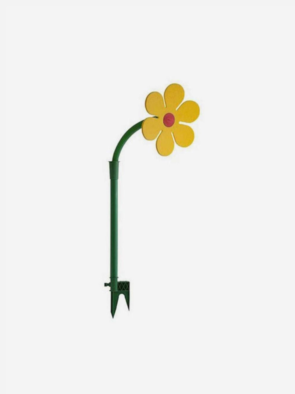 Yellow Dancing Sunflower Sprinkler by Bugg, showcasing a cheerful sunflower-shaped garden sprinkler in bright yellow.