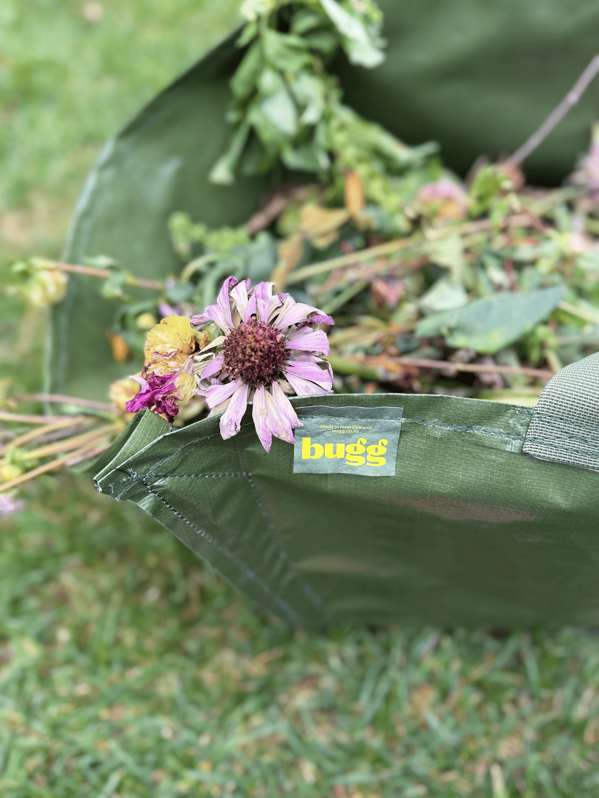 Khaki Garden Bag by Bugg showing durable fabric and spacious design for outdoor gardening and storage.