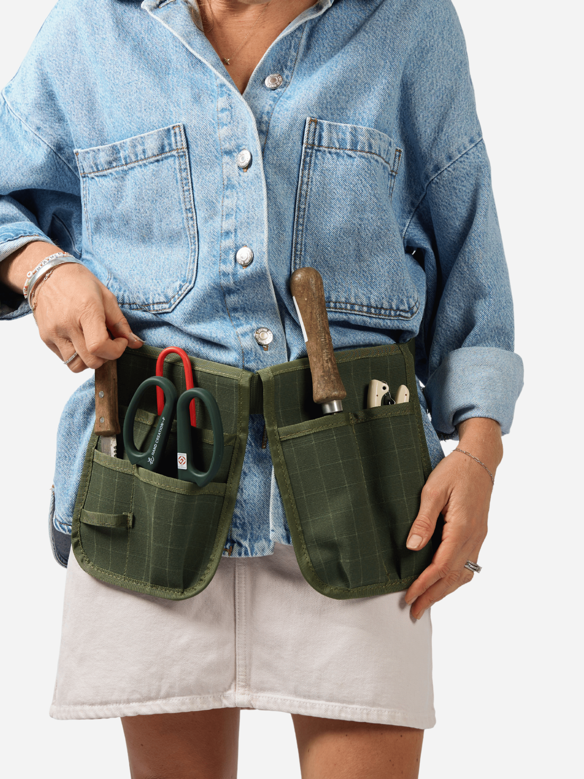 Bugg limited edition khaki tool pouch with multiple compartments and durable fabric for organizing tools.