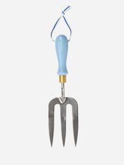 Blue Burgon & Ball Collector Hand Fork with ergonomic handle, ideal for gardening and planting tasks.