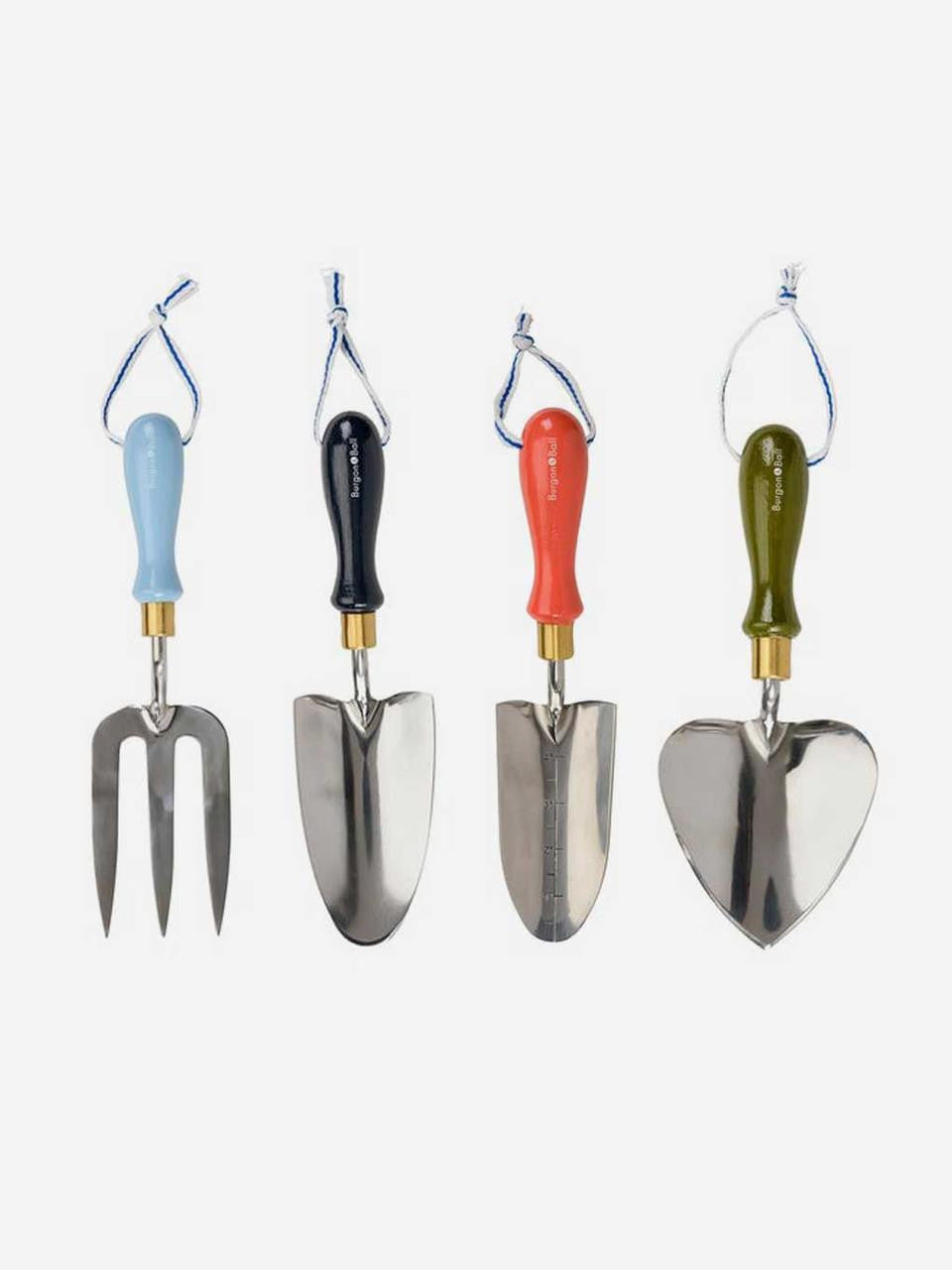 Navy-colored Burgon & Ball Collector Hand Trowel with ergonomic handle for gardening and planting tasks.