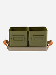 Olive-colored herb pots from Burgon & Ball, featuring a classic design perfect for indoor or outdoor herb gardening.