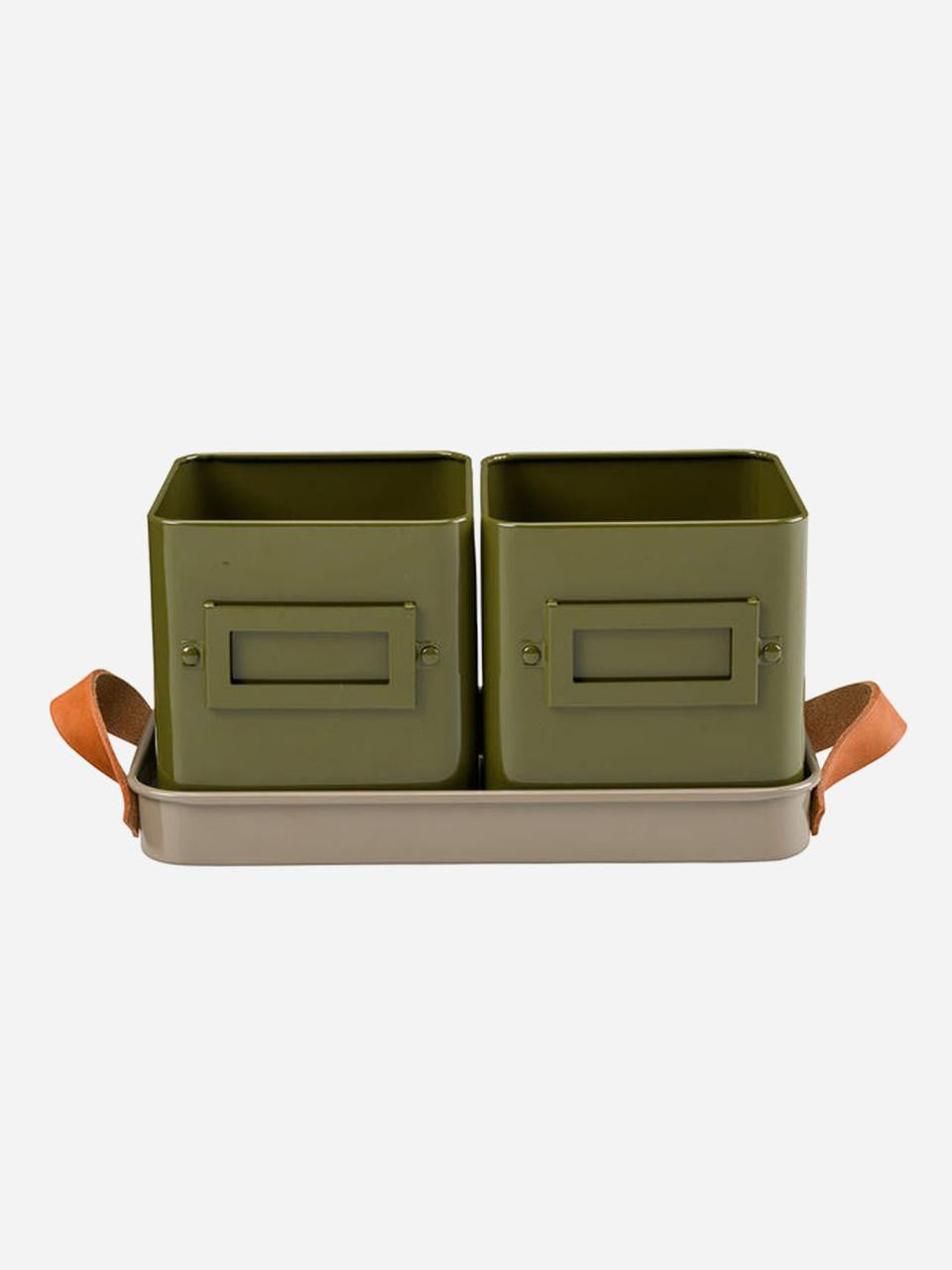 Olive-colored herb pots from Burgon & Ball, featuring a classic design perfect for indoor or outdoor herb gardening.