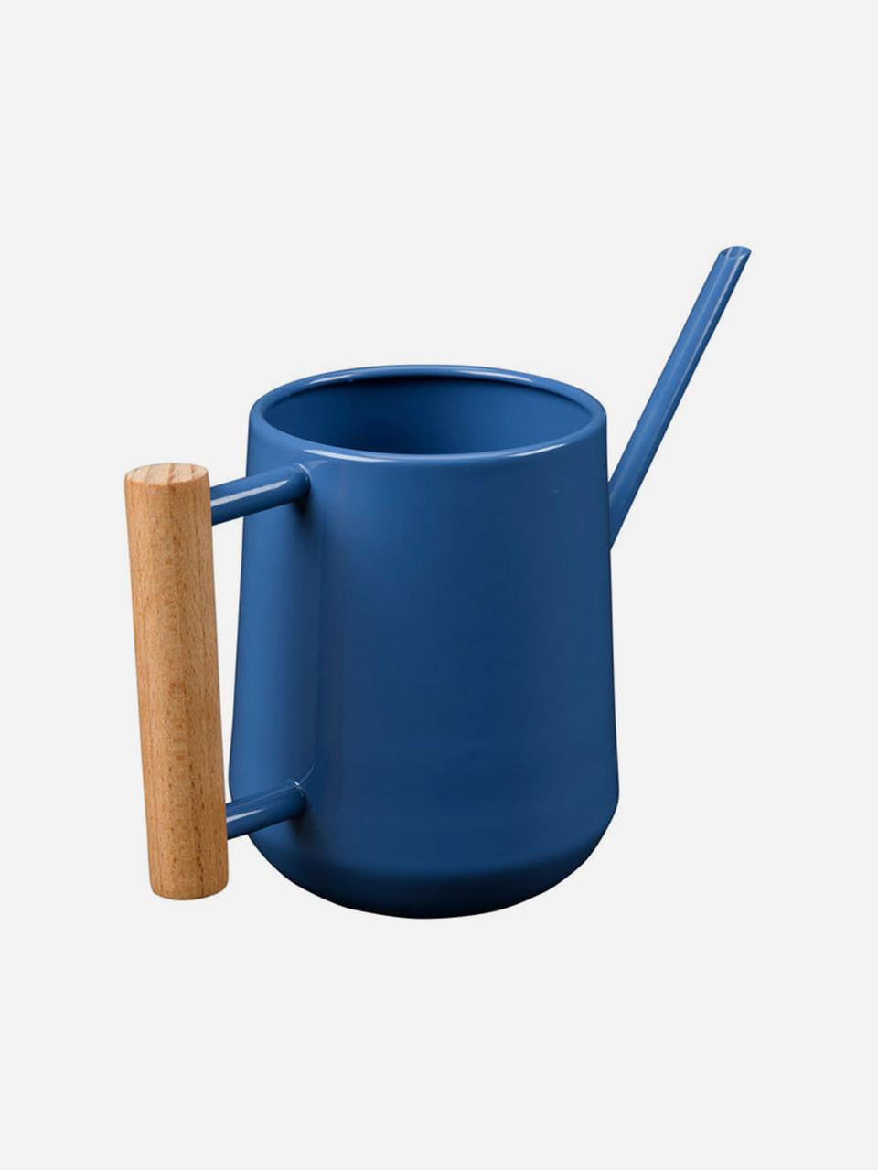 Burgon & Ball indoor watering can in Cotswold Blue with a curved spout and ergonomic handle for indoor plant watering.