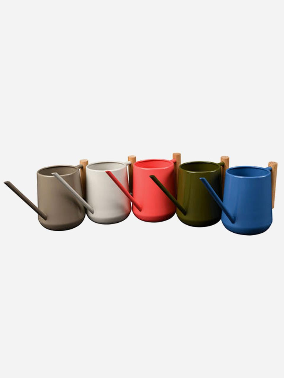 Indoor watering can in olive green by Burgon & Ball, with a sleek design and long spout for easy plant watering indoors.