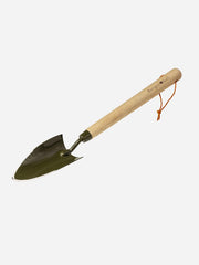 Burgon & Ball mid handled trowel in Boron Green with a comfortable wooden grip for gardening and planting tasks.