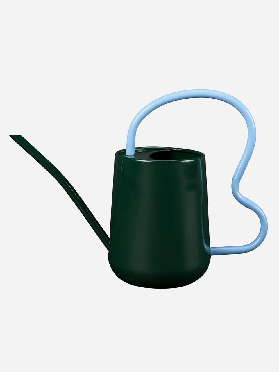 Heritage green Burgon & Ball scalloped indoor watering can with a curved handle and spout for easy watering.
