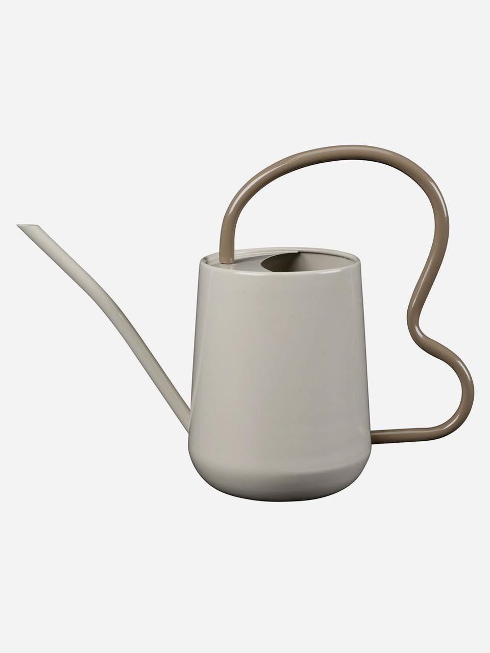 Scalloped indoor watering can in mushroom color by Burgon & Ball, featuring a stylish design for watering houseplants.