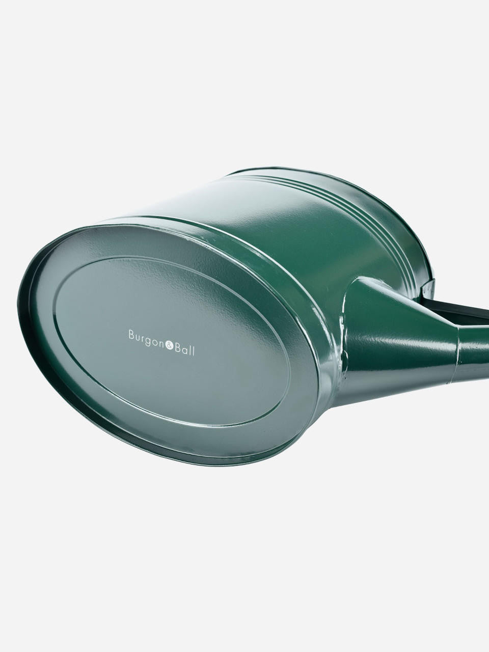 Green Burgon & Ball Waterfall Watering Can, 9 Litre, with ergonomic handle and spout for easy garden watering.