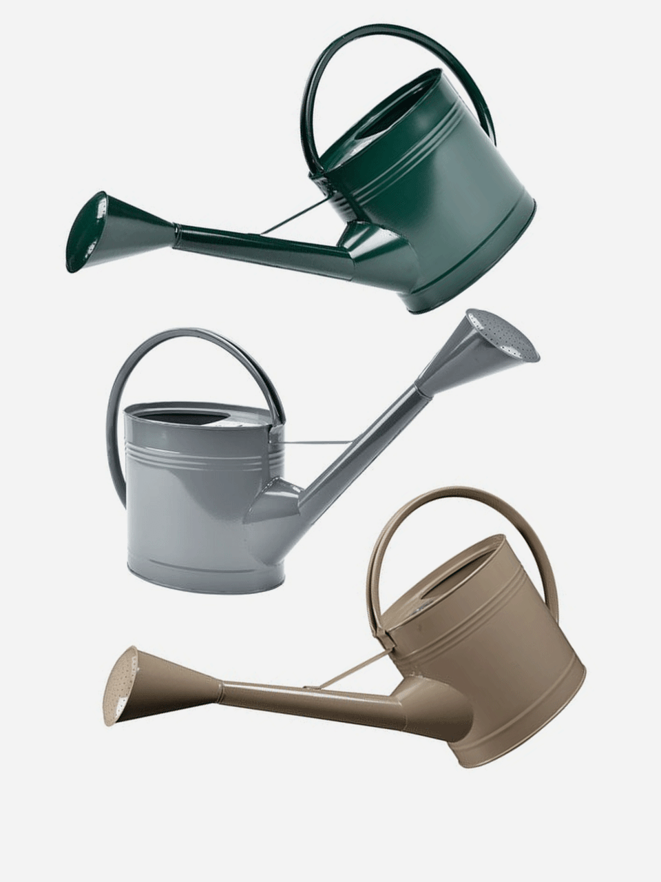 Burgon & Ball 9L waterfall watering can with a curved spout and ergonomic handle, designed for easy garden watering.