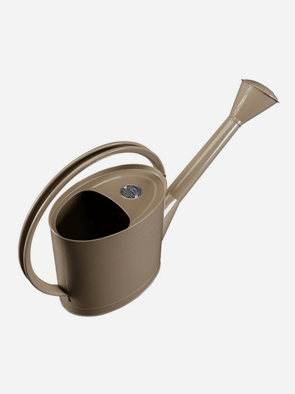 Green Burgon & Ball Waterfall Watering Can, 9 Litre, with a curved spout and ergonomic handle for easy watering.