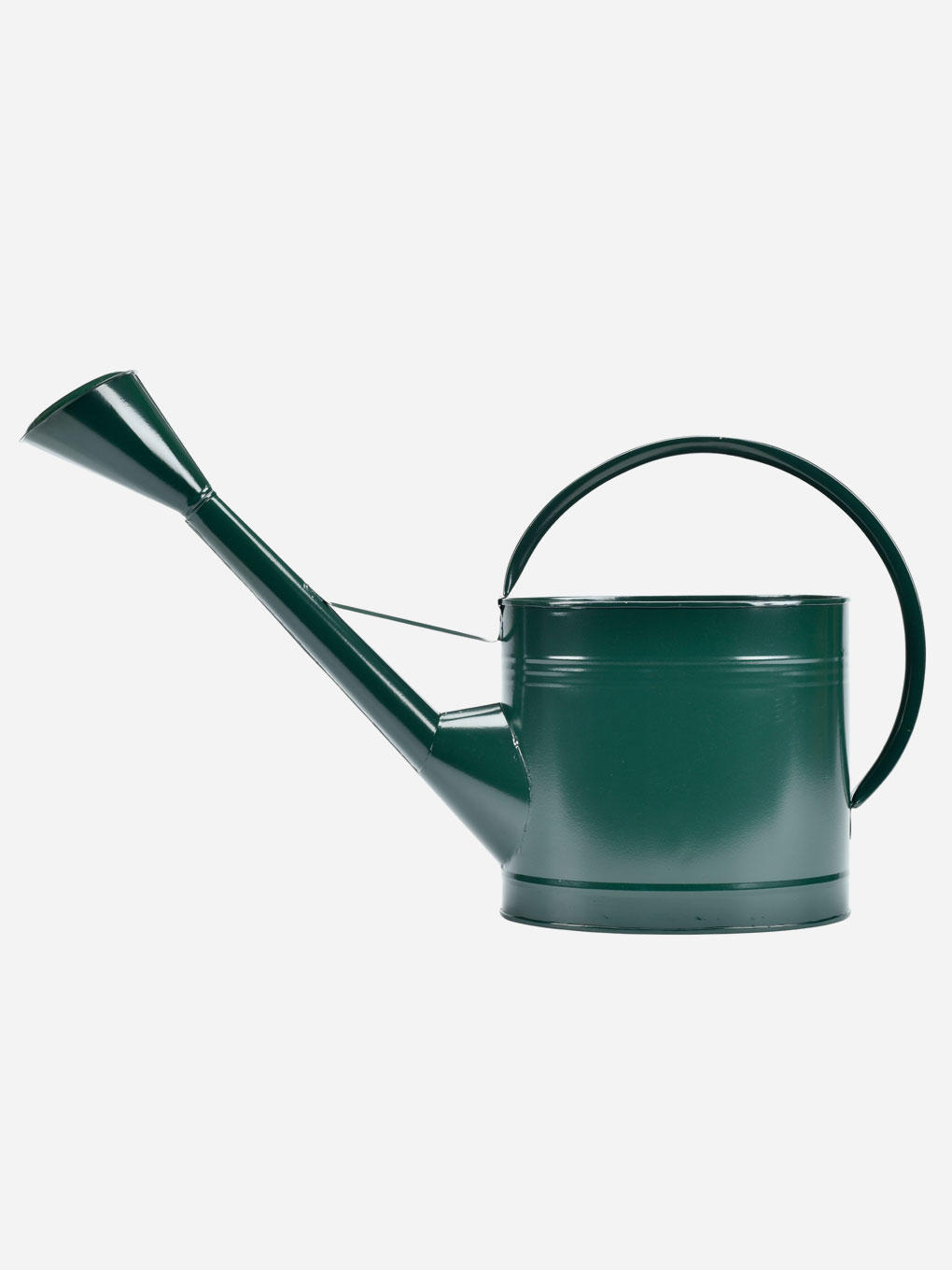 Green Burgon & Ball Waterfall Watering Can, 9-liter capacity, with a long spout for easy watering of garden plants.