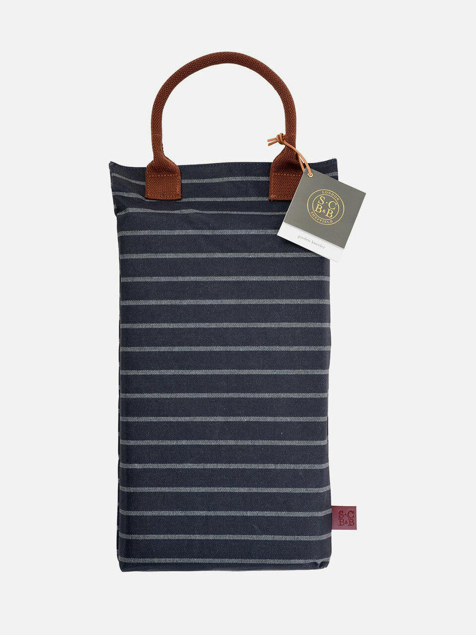 Navy Sophie Conran kneeler by Burgon & Ball with cushioned padding for gardening comfort and support.