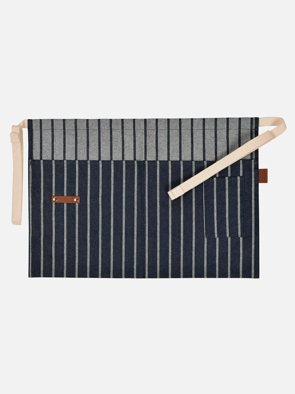Navy Sophie Conran waist apron by Burgon & Ball with adjustable ties and multiple pockets for kitchen or gardening use.