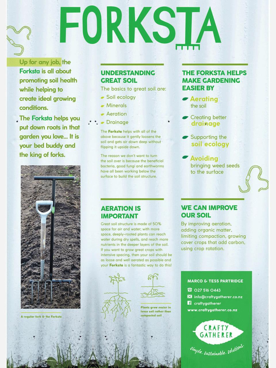 Crafty Gatherer Forksta in 850mm and 950mm lengths, featuring durable construction and ergonomic design for gardening tools.