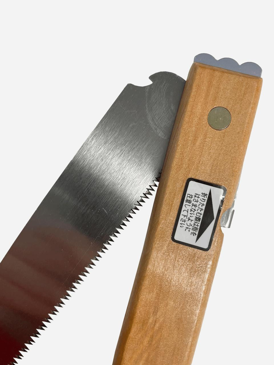 Folding pruning saw with fine teeth by Elephant Tools, showing a compact saw blade and ergonomic handle for precise pruning.