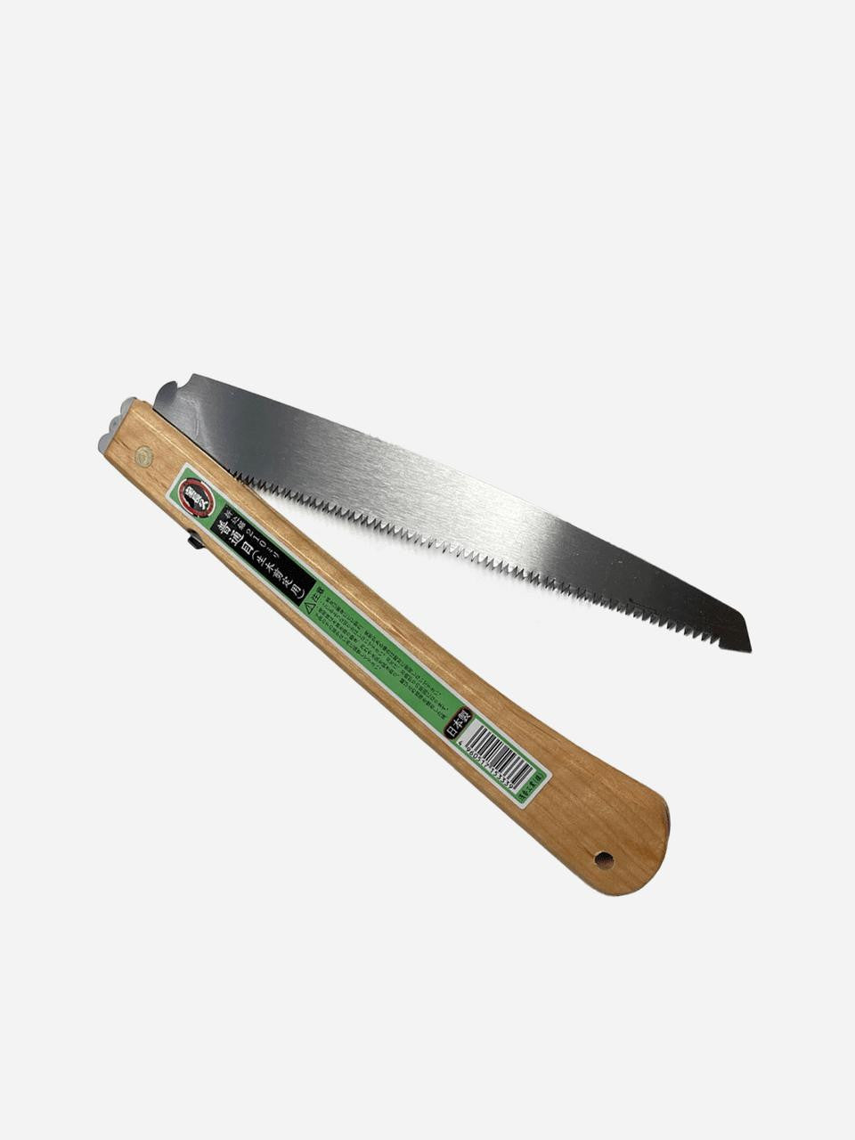 Folding pruning saw with large teeth from Elephant Tools, featuring a compact design and ergonomic handle for easy tree trimming.