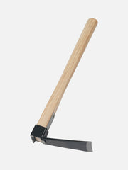 Elephant Tools hand hoe with wooden handle and metal blade for gardening and soil cultivation.