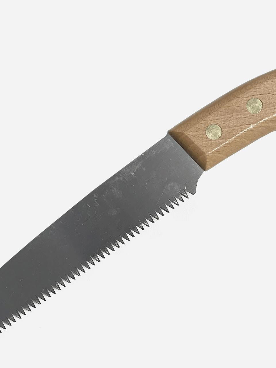 Elephant Tools 210mm pruning saw with sharp blade for garden pruning and branch cutting, shown with handle and saw teeth.