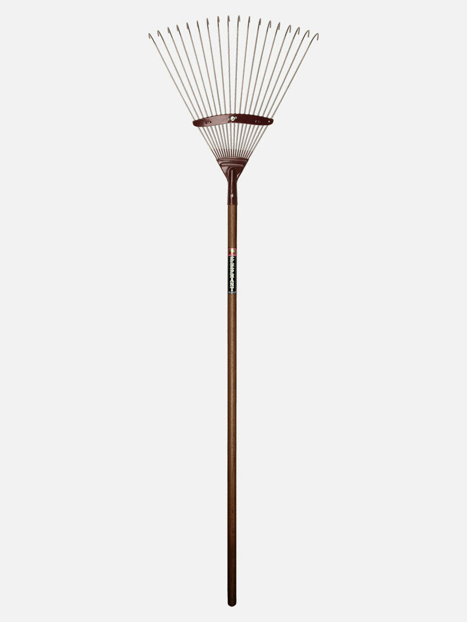 Elephant Tools rake with sturdy handle and metal tines, suitable for gardening and yard cleanup tasks.