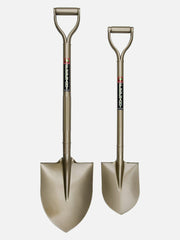 Golden Spade by Elephant Tools with a wooden handle and gold-colored metal blade, designed for gardening and outdoor use.