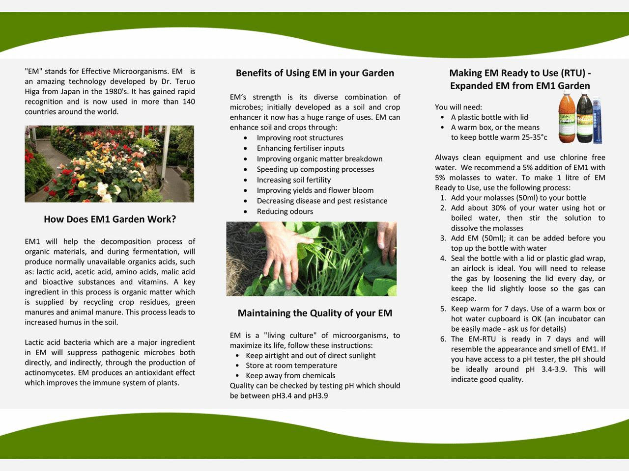 EMNZ EM1 Concentrate bottle, eco-friendly liquid fertilizer or probiotic supplement for plants and soil health.