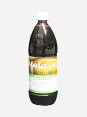 Organic EMNZ Molasses in a 1L bottle, showing dark, thick liquid used for baking and cooking.
