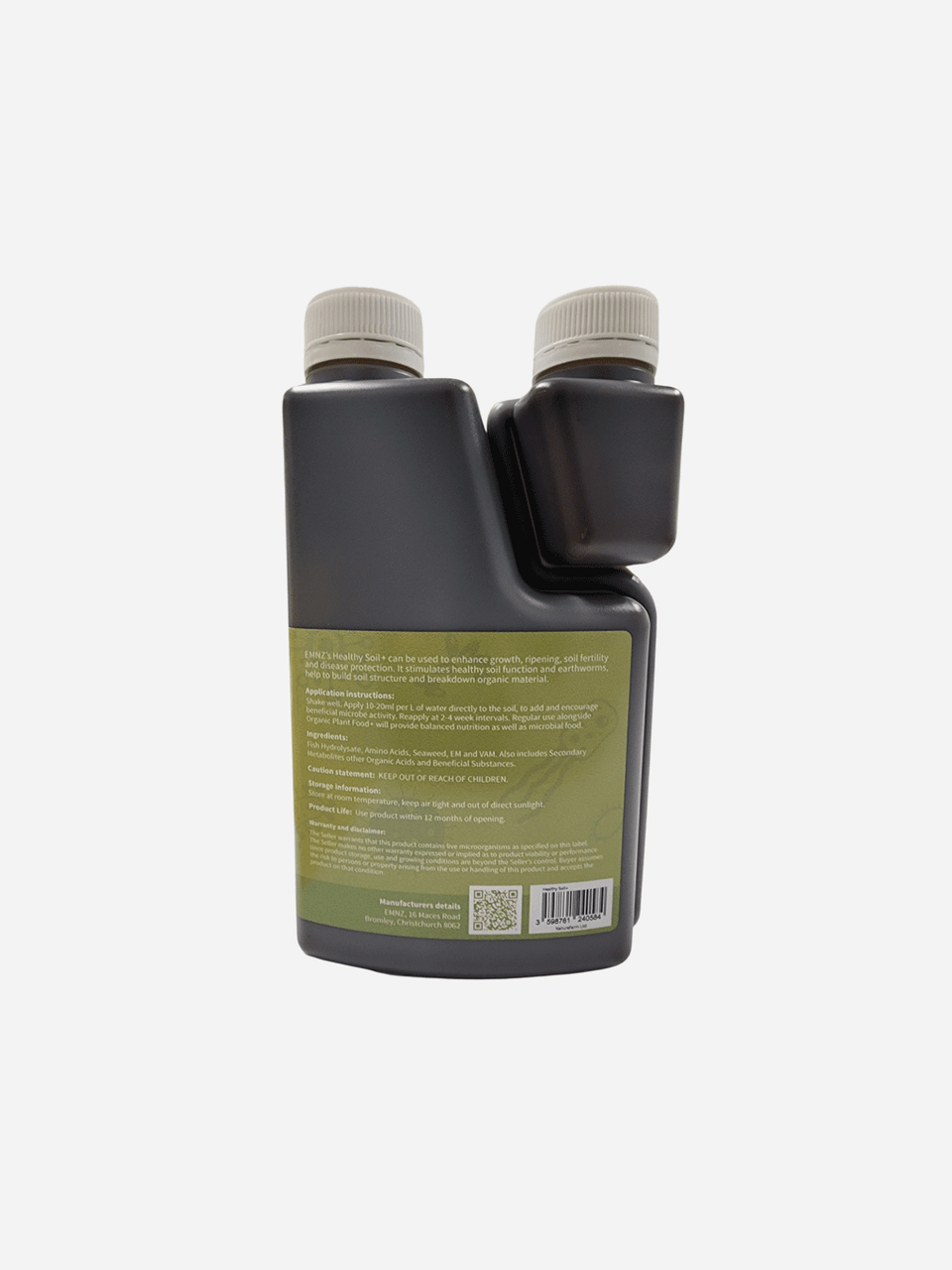 Healthy Soil+ by EMNZ, organic soil conditioner with rich nutrients for thriving plants, shown in a close-up image.