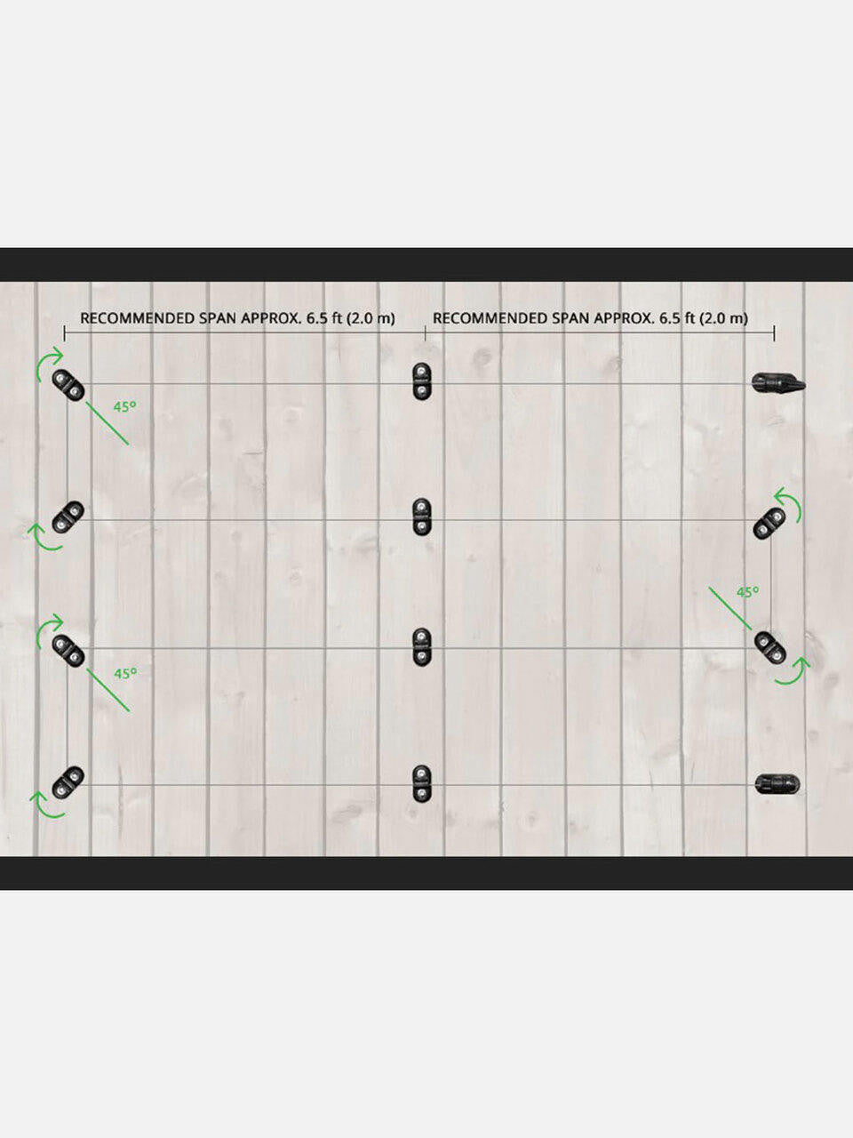 Surface mounted universal espalier starter kit by Espalar with tools and wire for garden training and pruning.