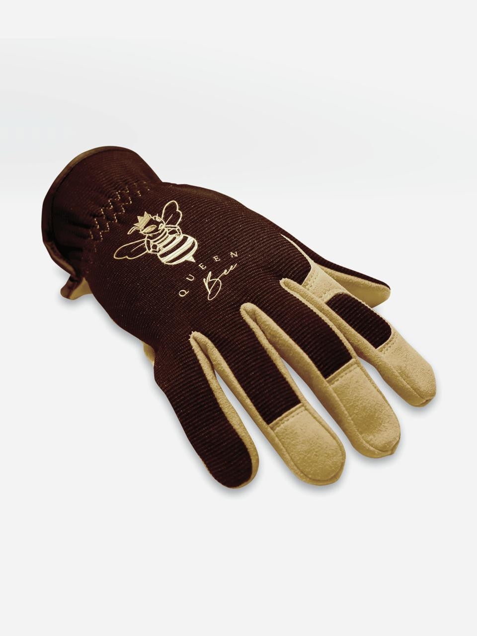 Garden Keepers Queen Bee Gloves showing lightweight fabric and bee protection features for gardening and beekeeping activities.