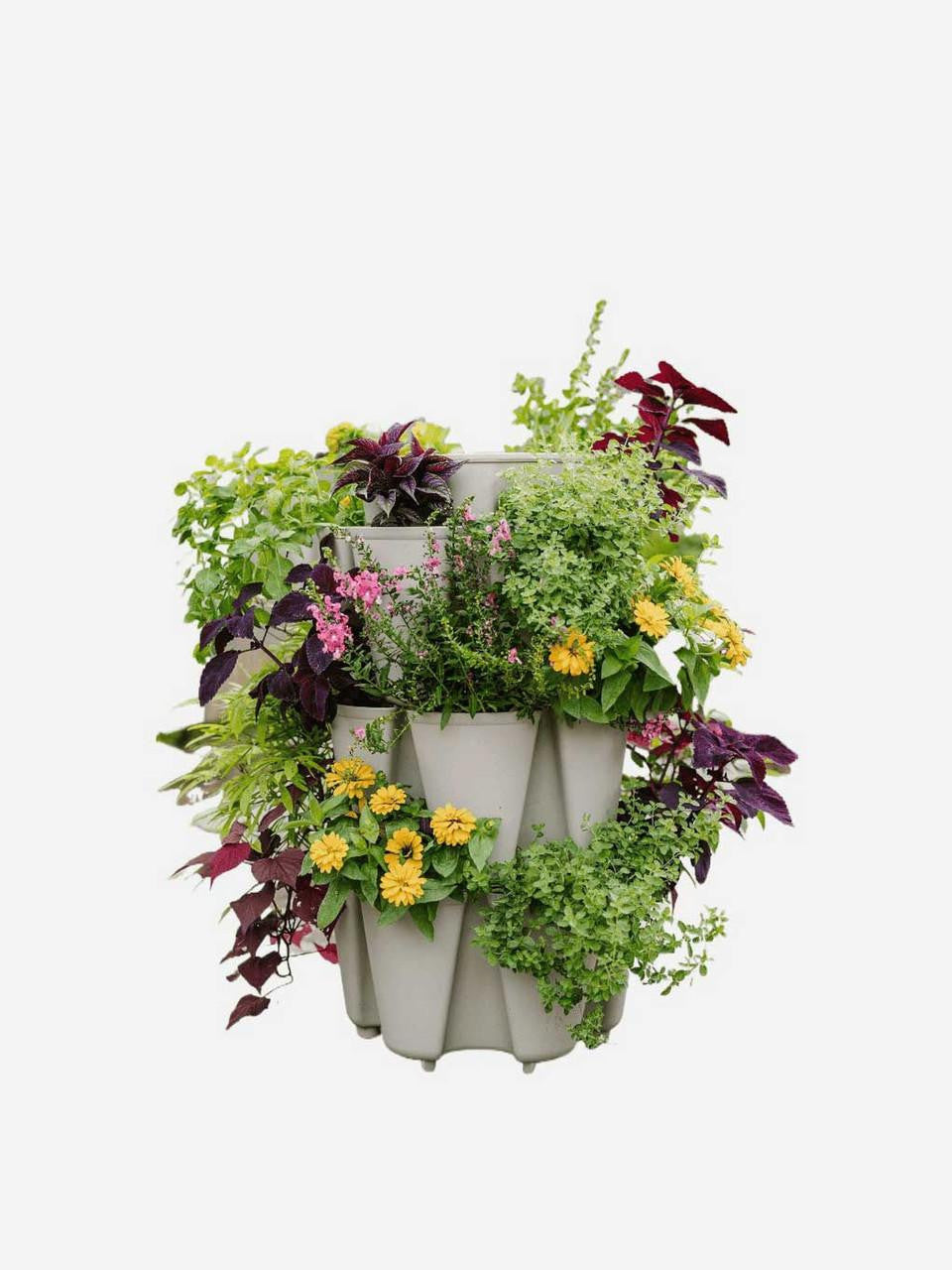 GreenStalk 3 Tier Original Vertical Planter in stunning stone finish with multiple planting levels and modern design