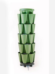 GreenStalk 5-tier original vertical planter in evergreen with multiple planting levels and a sleek, modern design.