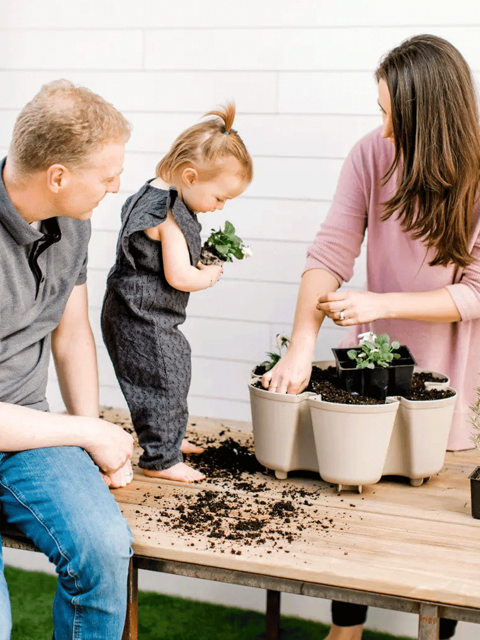 GreenStalk 7-tier vertical planter in sleek black, showcasing multiple plant compartments for urban gardening and space-saving planting.