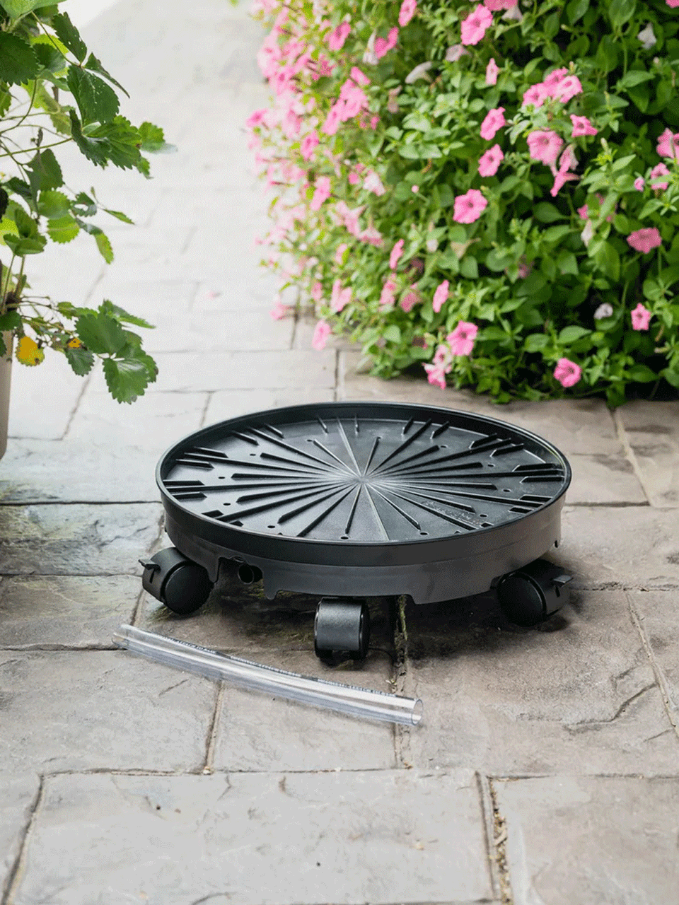 GreenStalk spinner with wheels featuring a compact design for easy movement and versatile use.