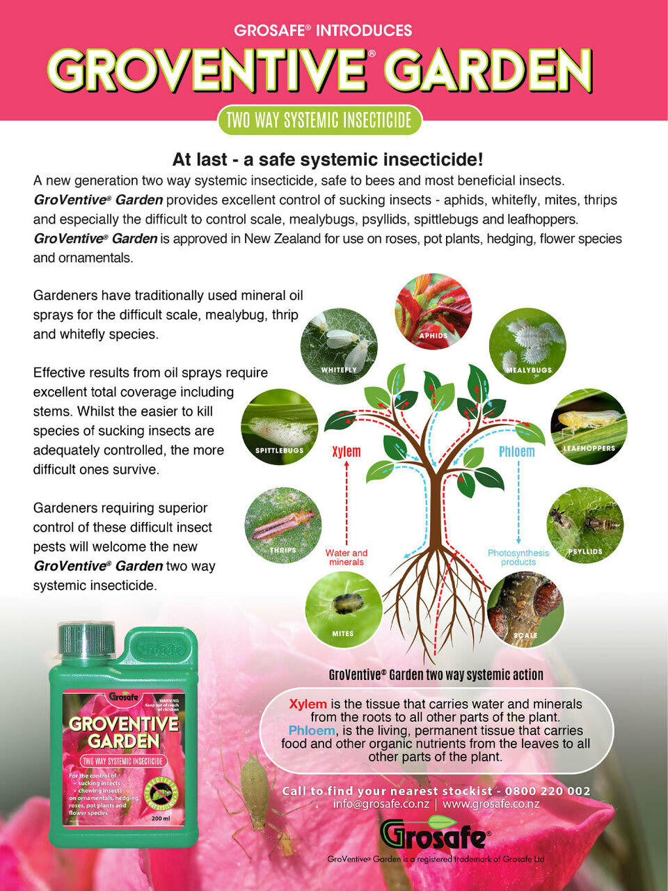 Grosafe GroVentive Garden 500ml bottle, organic garden fertilizer with natural plant nutrients and growth enhancer.
