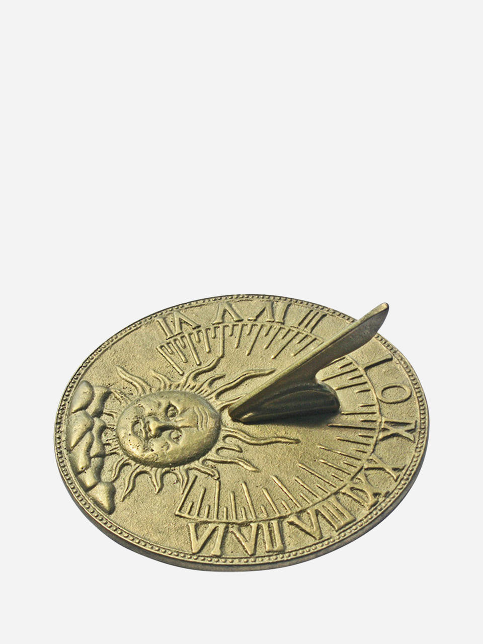 Brass Sundial small 190mm with intricate engraved design for garden or decorative display — Bugg