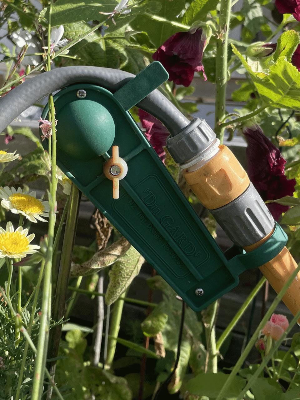 Dugard Hose Holder in metal with sleek design for outdoor wall installation — Bugg