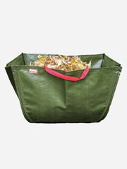 Gubba garden bag wrapped for storage, durable outdoor fabric with handles, ideal for yard waste and gardening debris.