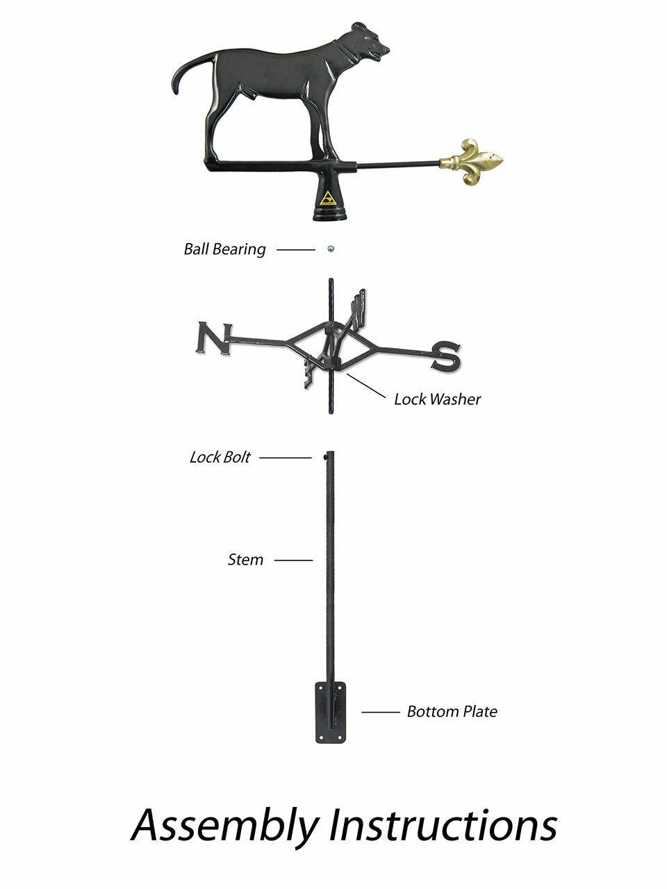 Gubba Weathervane Dog showing detailed metal silhouette for garden pole mounting — Bugg