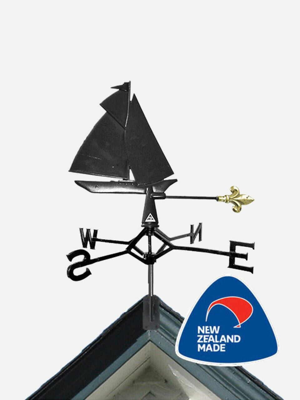 Gubba Weathervane Yacht showing detailed metal silhouette for outdoor garden pole mounting — Bugg