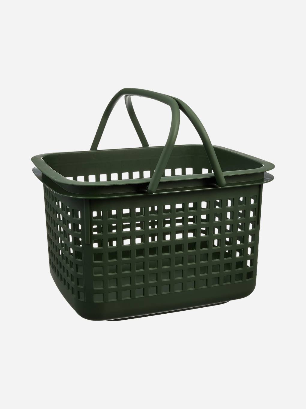Small green Hachiman basket with lid, made of woven material, suitable for storage and organization.
