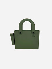 Green Hachiman garden tool bag with multiple pockets and compartments for organizing gardening tools.