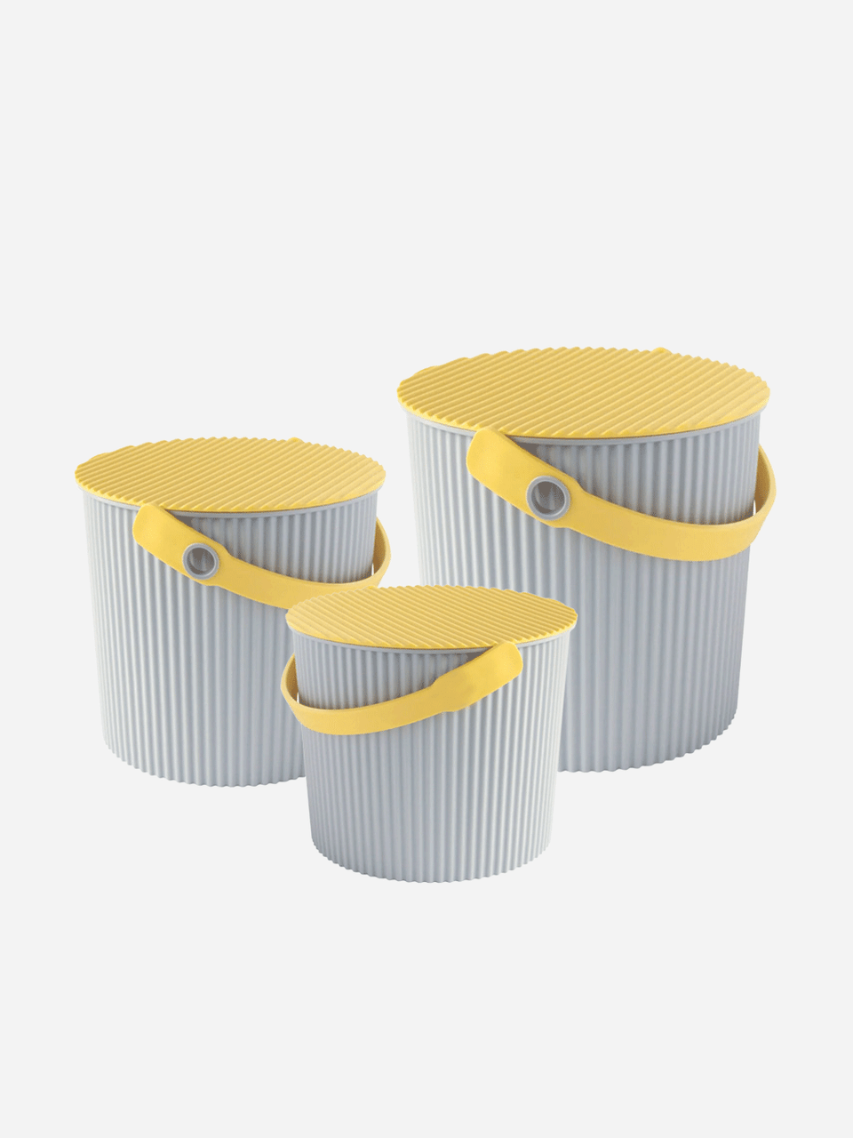 Hachiman Omnioutil Super Bucket in grey, medium size 8L, with sturdy handle and durable plastic construction.