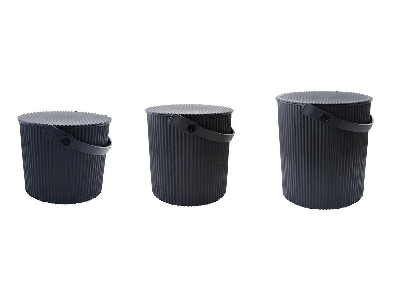 Large black Hachiman Omnioutil Super Bucket in 20L size, versatile heavy-duty plastic bucket for industrial and household use.