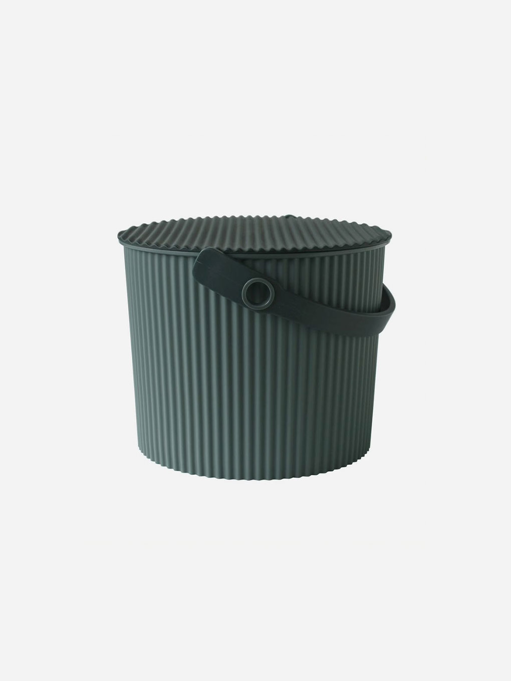 Green Omnioutil Super Bucket by Hachiman in small 4-liter size with sturdy handle and durable plastic construction.